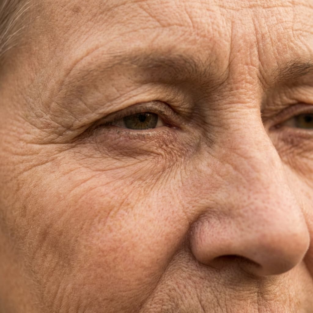 Skin showing aging & wrinkles
